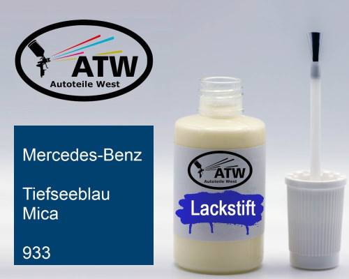 Mercedes-Benz, Tiefseeblau Mica, 933: 20ml Lackstift, von ATW Autoteile West.